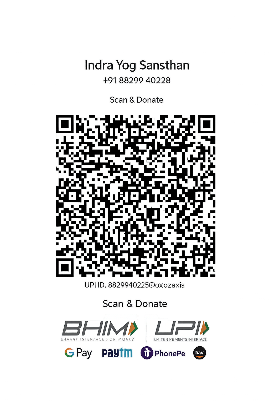 Indra Yog Sansthan donation QR code